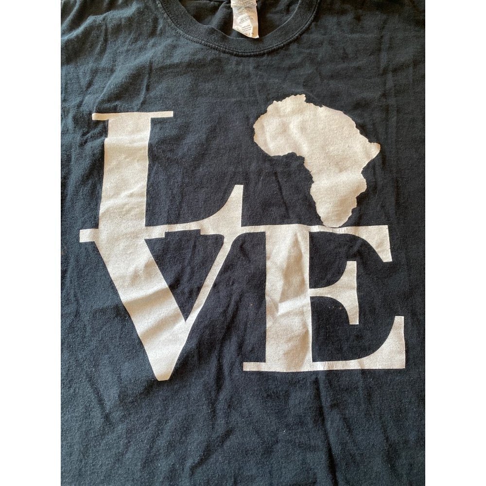 Black I Love Africa T Shirt Size XL Stacked LOVE Graphic - Picture 2 of 6